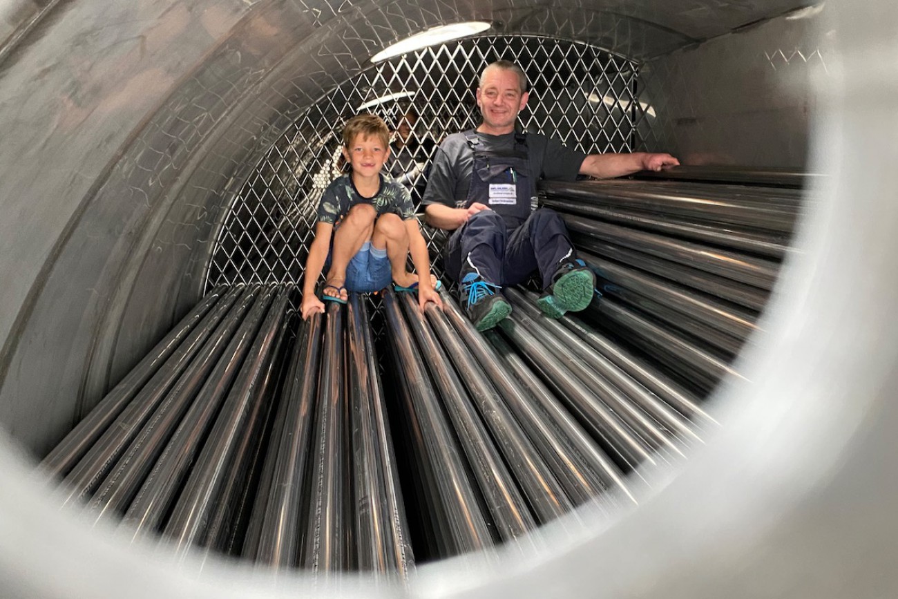 Eindampfanlage Verdampfer – Der Junior durfte mit Begeisterung helfen